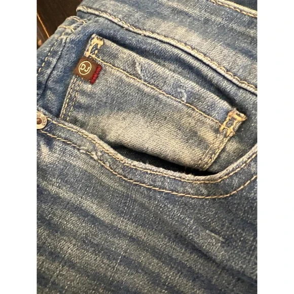 Dear John Joyrich Comfort Skinny Jeans Blue Distressed Patch Denim Womens - Picture 11 of 12